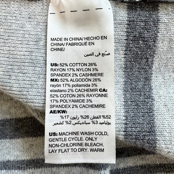 Chico's Womens Long Cardigan Hooded Sweater Size S Striped Neutral Cashmere Gray - Picture 5 of 6